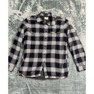 L.L.Bean Mens Traditional Fit Plaid Shirt Jacket M-REG Gray Fleece Lined Cotton/